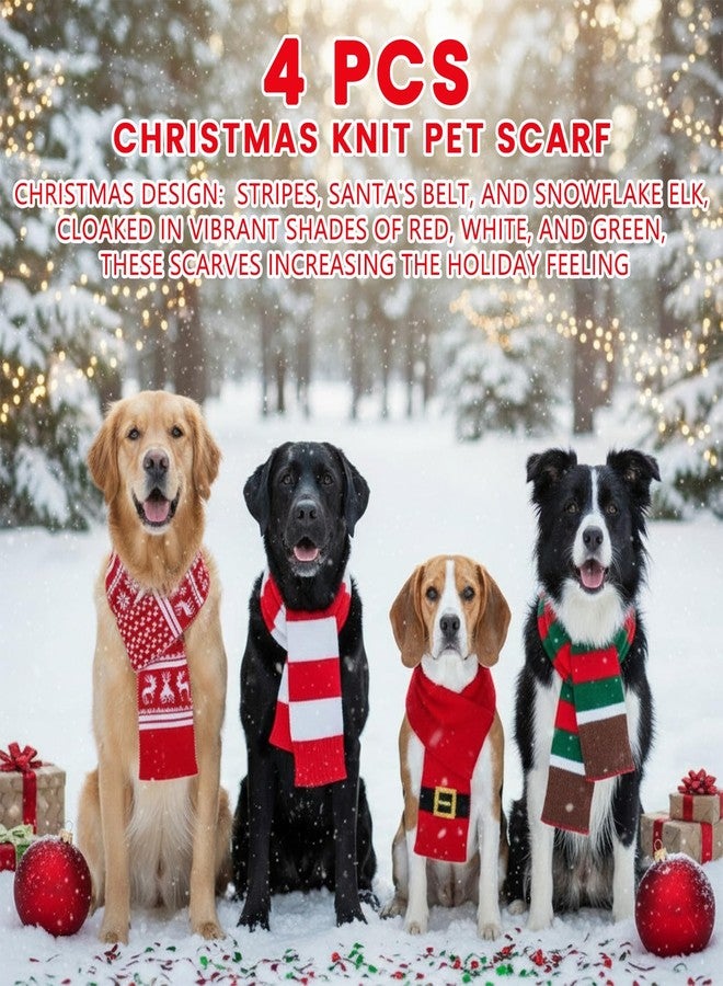 Liitrsh 4 Pcs Christmas Dog Knitted Scarf for Large Medium Dogs Xmas Pets Neck Warmer Holiday Decoration Bandanas Christmas Winter New Yearpets Scarf Costume - Image 2